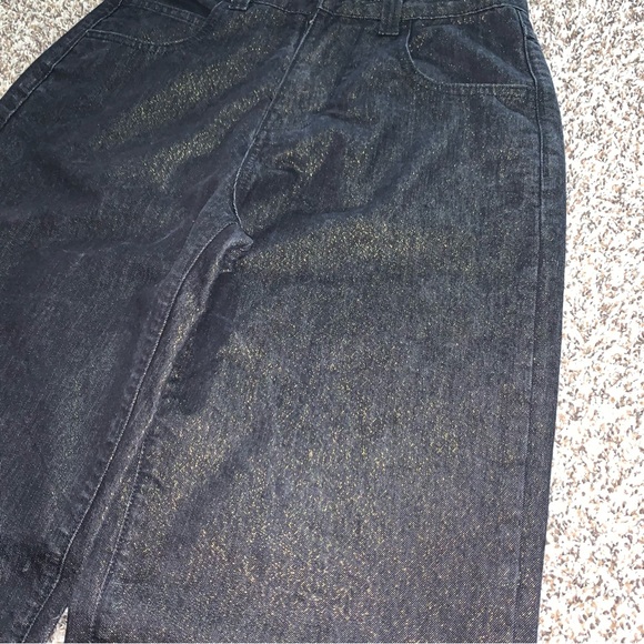 Classic Black Women's Jeans, Sparkly Gold Hue Throughout, 28” Waist - Picture 2 of 8